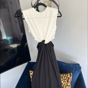 Vici Dolls black and white shoulder pad cutout maxi